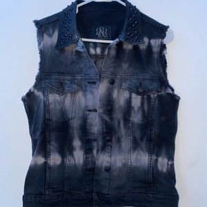 tie dye jean vest